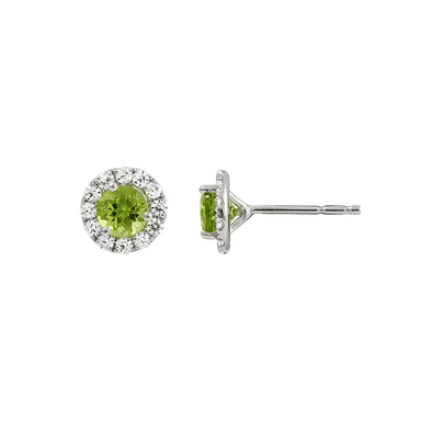 Peridot and Diamond Halo Earrings