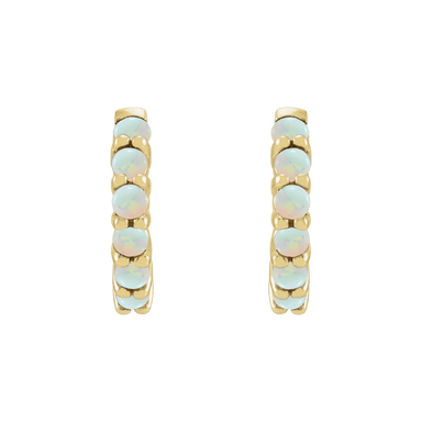 Ethiopian Opal Huggie Earrings