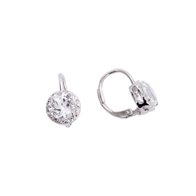 White Topaz and Diamond Halo Drop Earrings