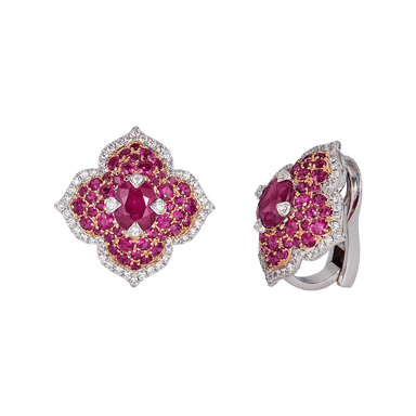 Pacha Stud Earrings in Ruby with Diamonds