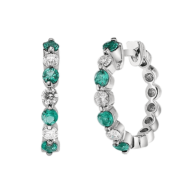 Emerald and Diamond Small Hoops