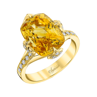 Yellow Sapphire and Diamond Cocktail Ring