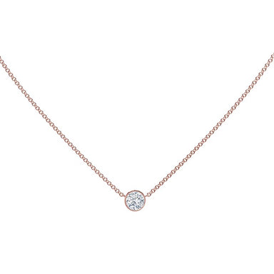 18K Rose Gold Round Diamond Necklace