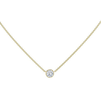 18K Yellow Gold Round Diamond Necklace