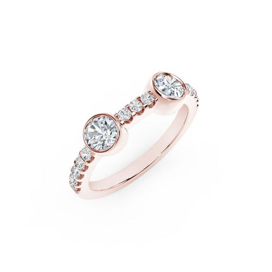 18K Rose Gold Two Stone Diamond Ring