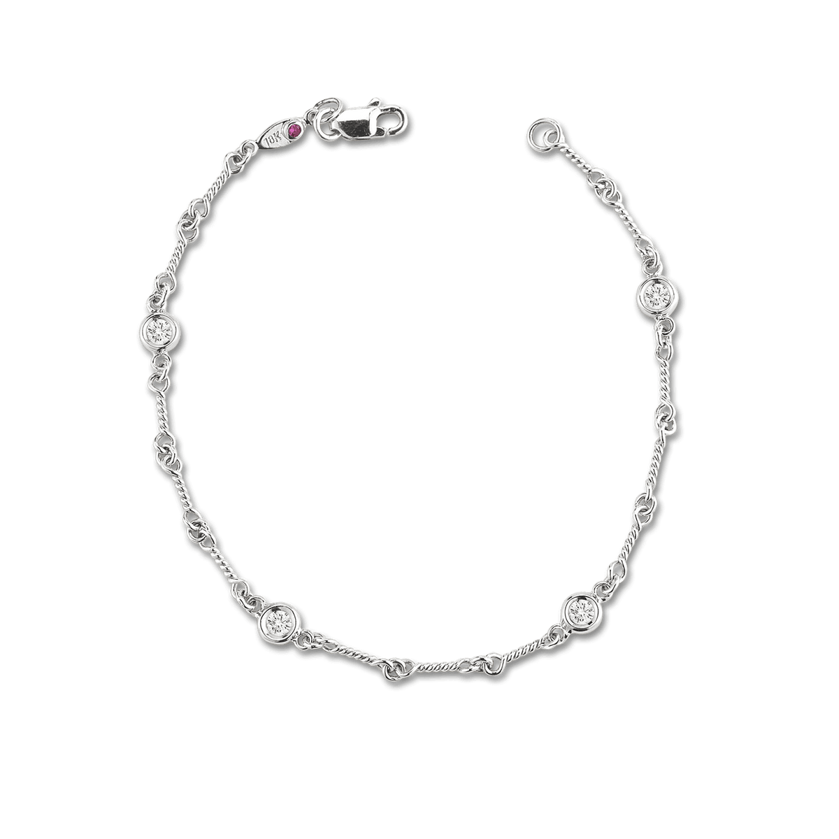 Dogbone Chain Bracelet with Four Diamond Stations