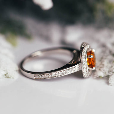 Citrine and Diamond Halo Ring