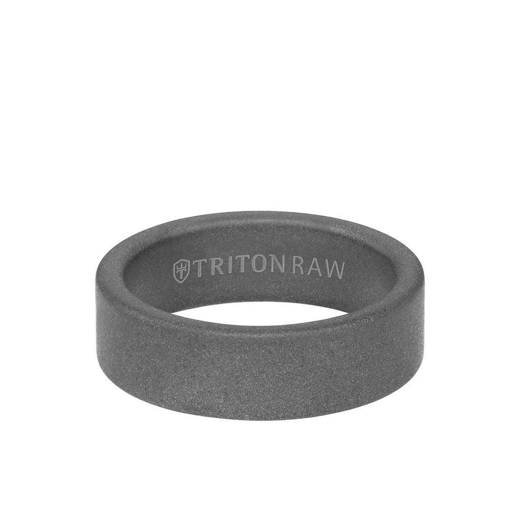 7MM Tungsten Raw Ring - Sandblasted Matte Finish and Flat Edge