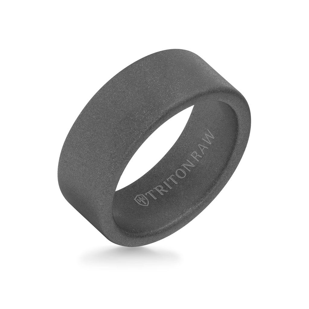 9MM Tungsten Raw Ring - Sandblasted Matte Finish and Flat Edge