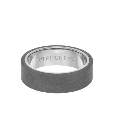 7MM Tungsten Raw Ring - Sandblasted With Inside Shine and Flat Edge