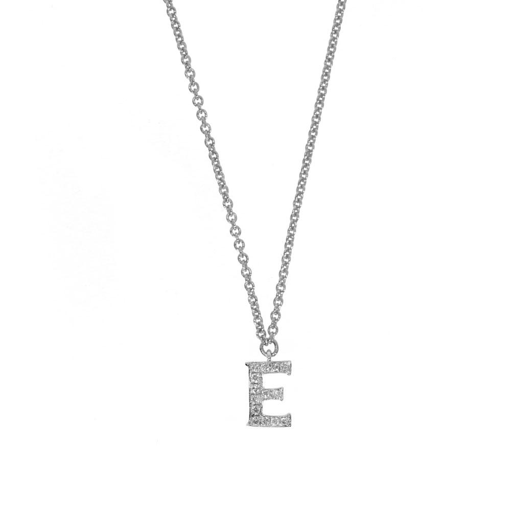 14K Diamond Initial Pendant