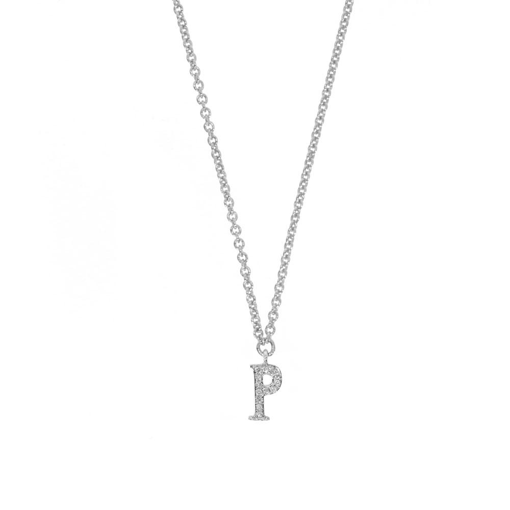 14K Diamond Initial Pendant