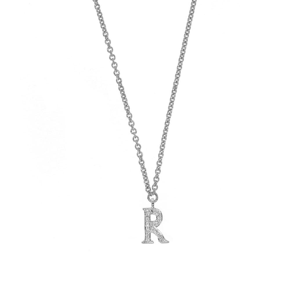 14K Diamond Initial Pendant