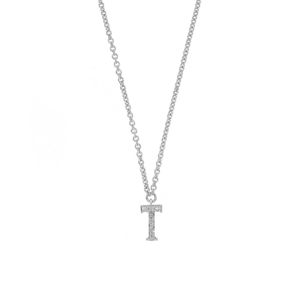 14K Diamond Initial Pendant