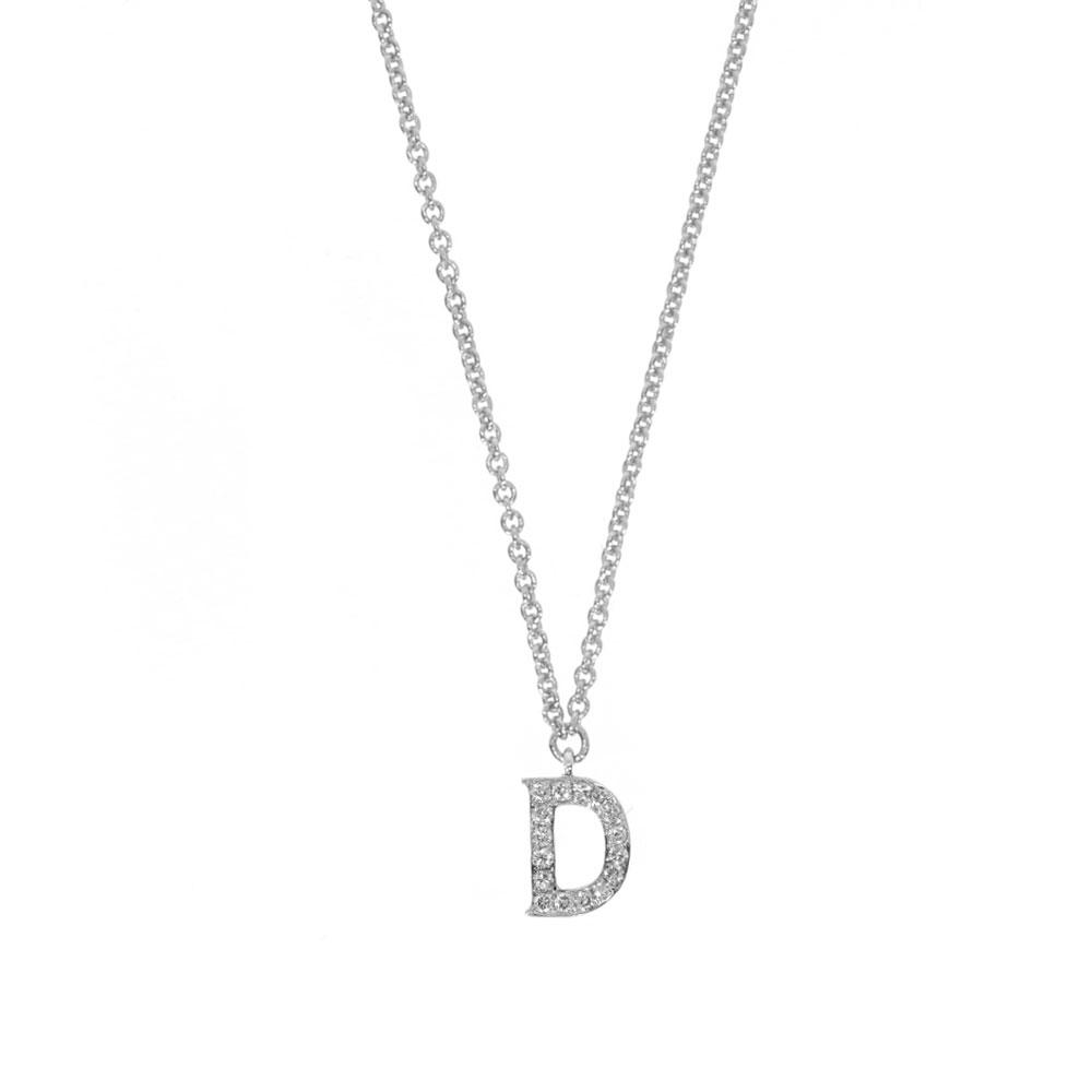 14K Diamond Initial Pendant