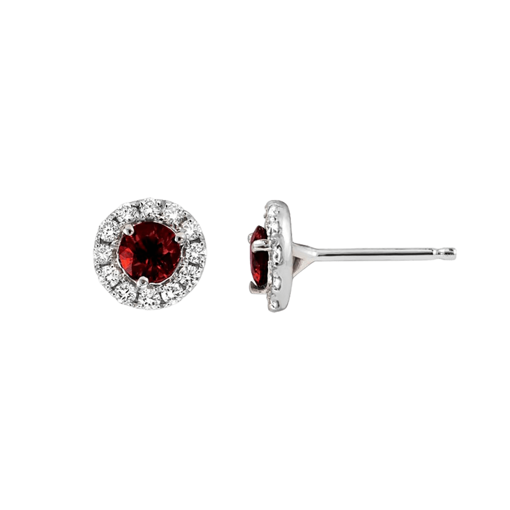 Garnet and Diamond Halo Earrings