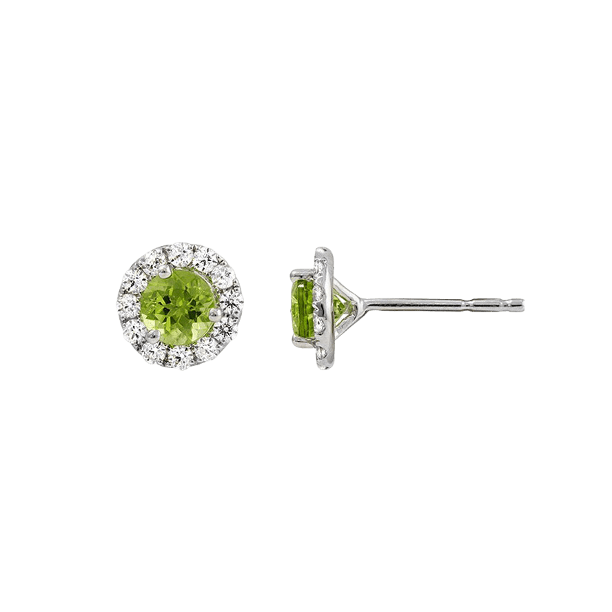 Peridot and Diamond Halo Earrings