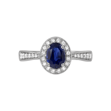Blue Sapphire & Diamond Ring
