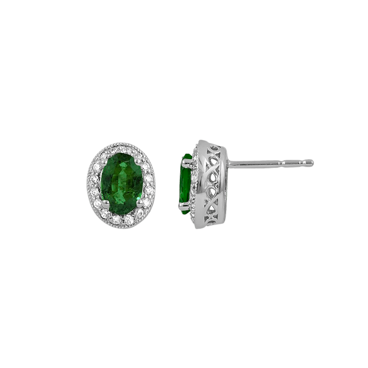 Emerald & Diamond Halo Earrings