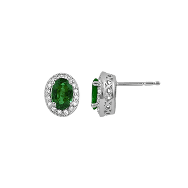 Emerald & Diamond Halo Earrings