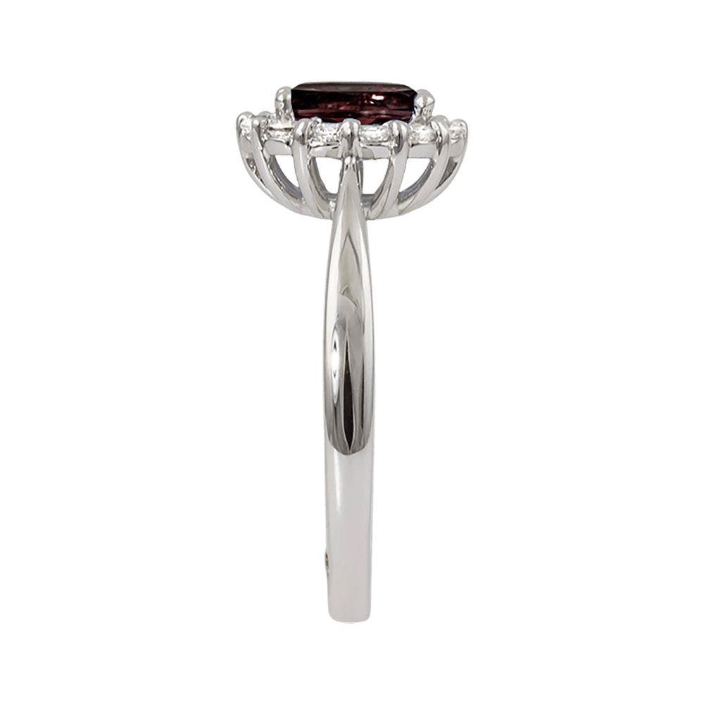Garnet and Diamond Halo Ring