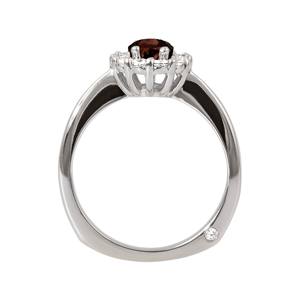 Garnet and Diamond Halo Ring