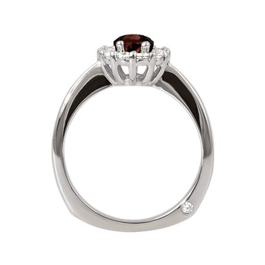 Garnet and Diamond Halo Ring