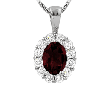 Garnet and Diamond Halo Pendant