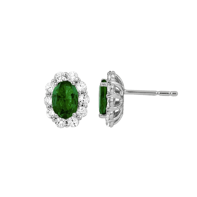 Emerald and Diamond Halo Earrings