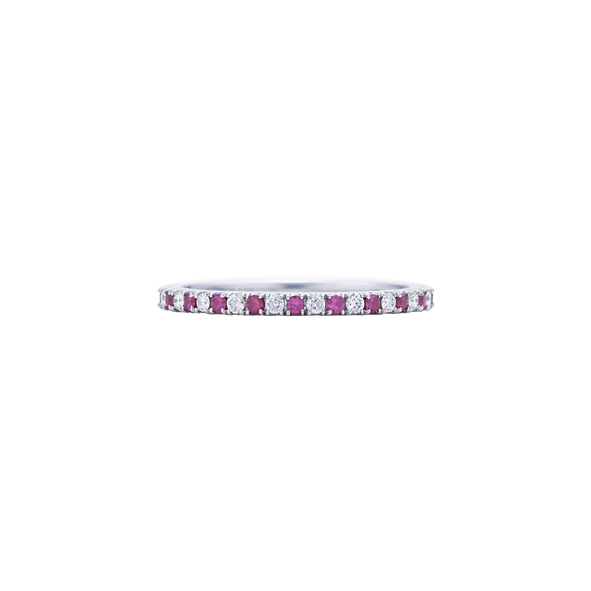 Slim Stackable Ruby and Diamond Band