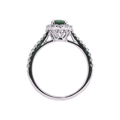 Emerald and Diamond Halo Ring