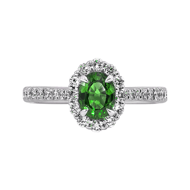 Emerald and Diamond Halo Ring