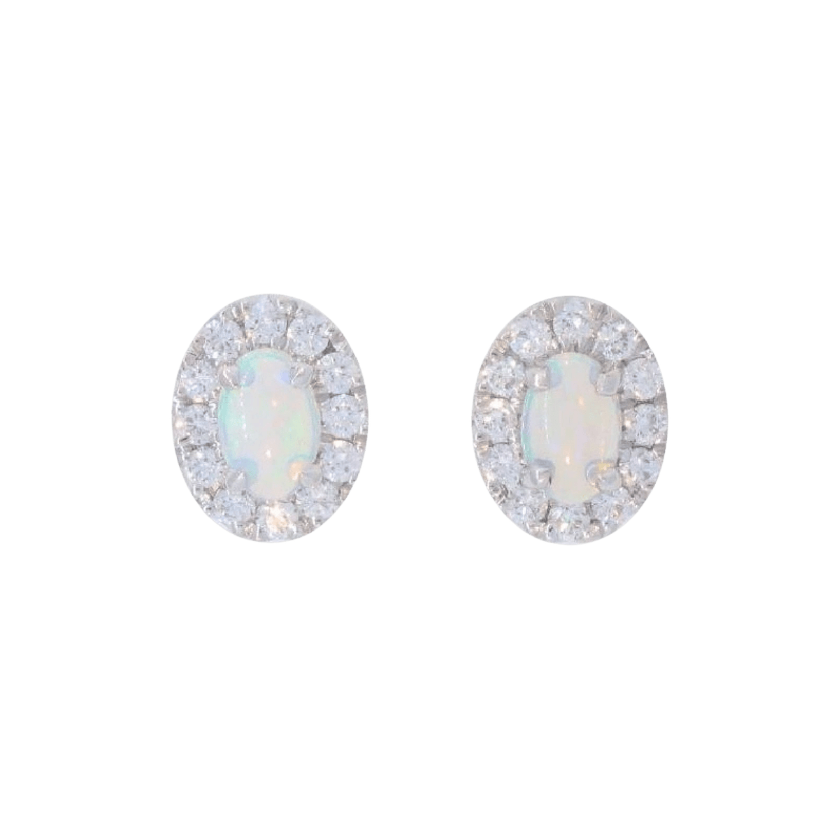 Opal and Diamond Halo Earrings