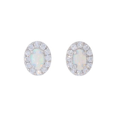 Opal and Diamond Halo Earrings