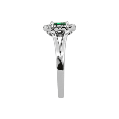 Emerald and Diamond Halo Ring
