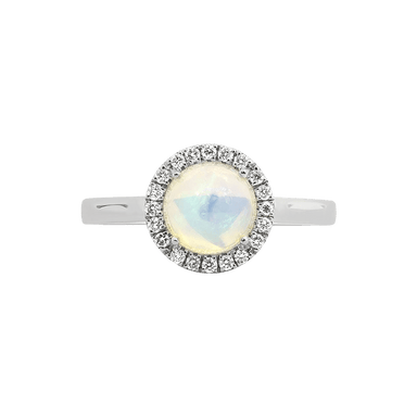 Ethiopian Opal and Diamond Halo Ring