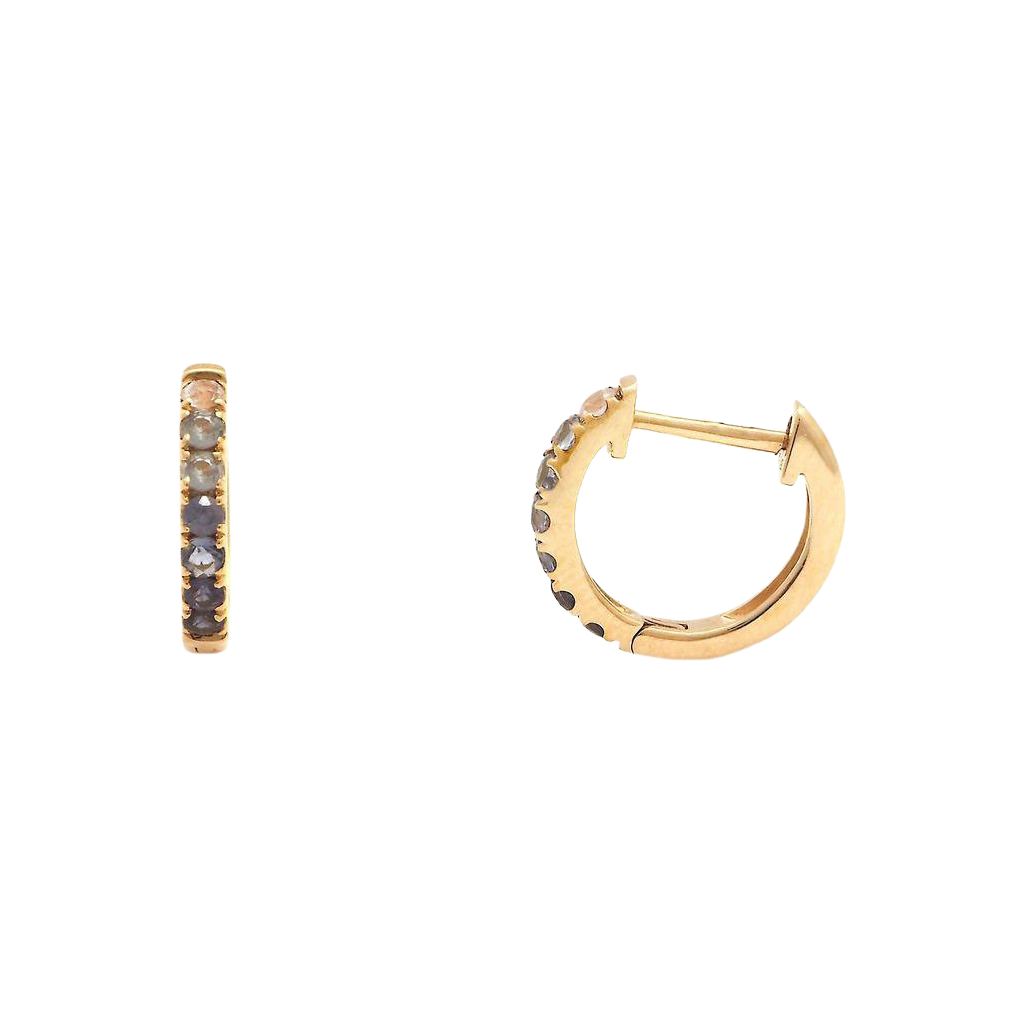 Blue Gradient Sapphire Huggie Earrings