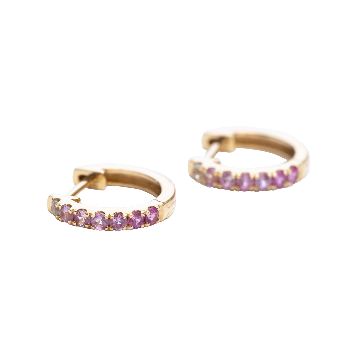 Pink Gradient Sapphire Huggie Earrings