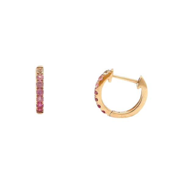 Pink Gradient Sapphire Huggie Earrings