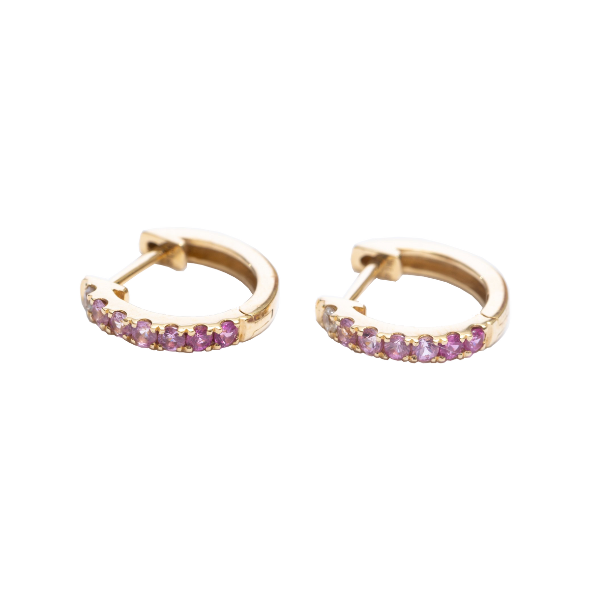 Pink Gradient Sapphire Huggie Earrings