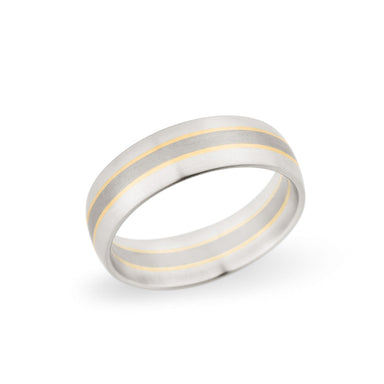 Palladium & 18K Yellow Gold 6.5mm Satin Stripe Band