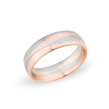14K White & Red Gold 6.5mm Mixed Layer Band