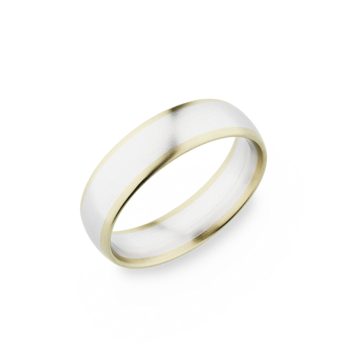 Palladium & 18K Yellow Gold 6mm Brushed Satin Band