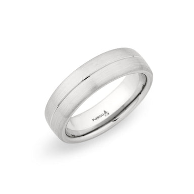 Palladium 6.5mm Brushed Satin Center Grooved Band