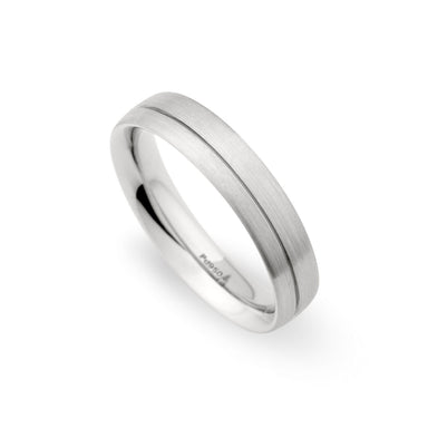 Palladium 5mm Off-Center Grooved Brushed Band