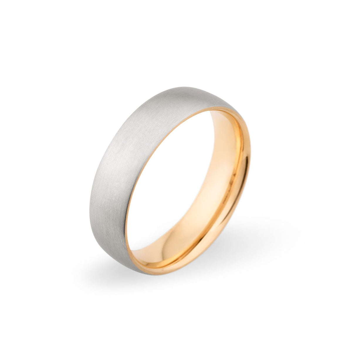 Palladium & 18K Rose Gold 6mm Brushed Band