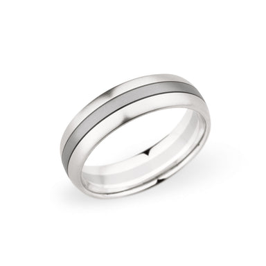 Palladium & 18K White Gold 6.5mm Brushed Center Band