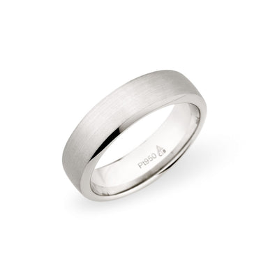 14K White Gold 6.5mm Brushed Beveled Edge Band