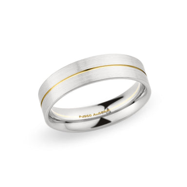 Palladium & 14K Yellow Gold 6mm Brushed Center Grooved Band