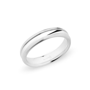 14K White Gold 5mm Polished Center Dome Brushed Edge